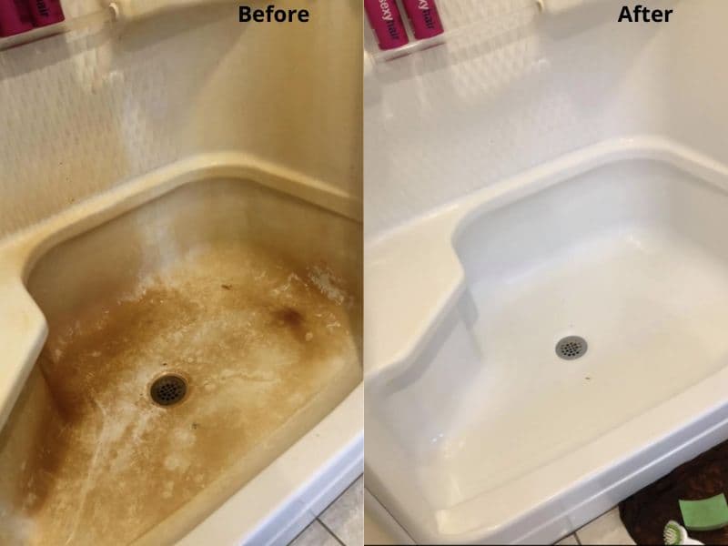 Fiberglass Tub Before and After Cleaning